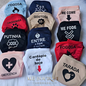 Kit com 4 Calcinhas Fio Dental com Frases e Laterais Reguláveis