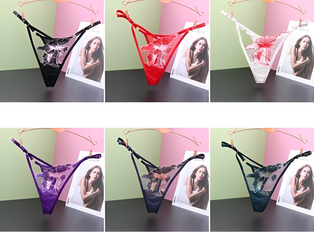 Calcinha com bordado e regulagem na lateral