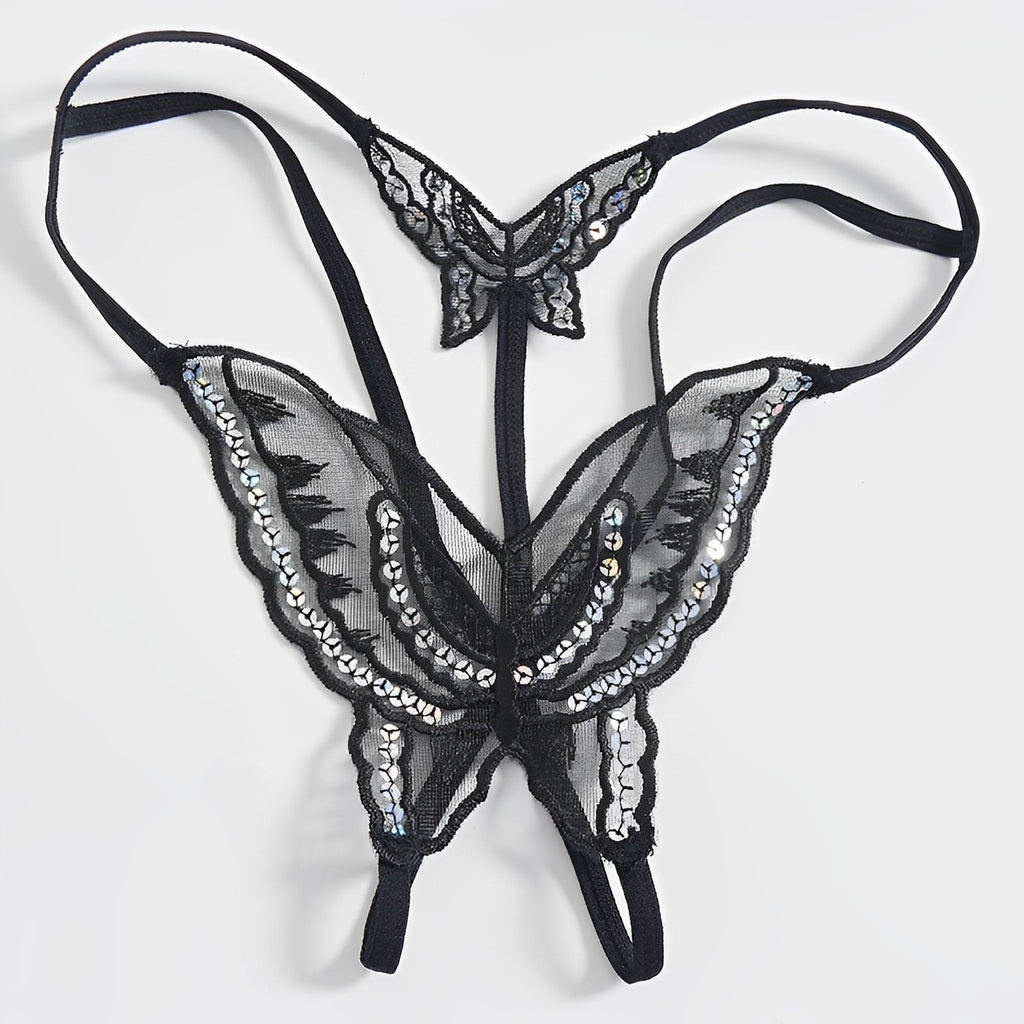 Calcinha Borboleta – Com Strass e Abertura Inferior