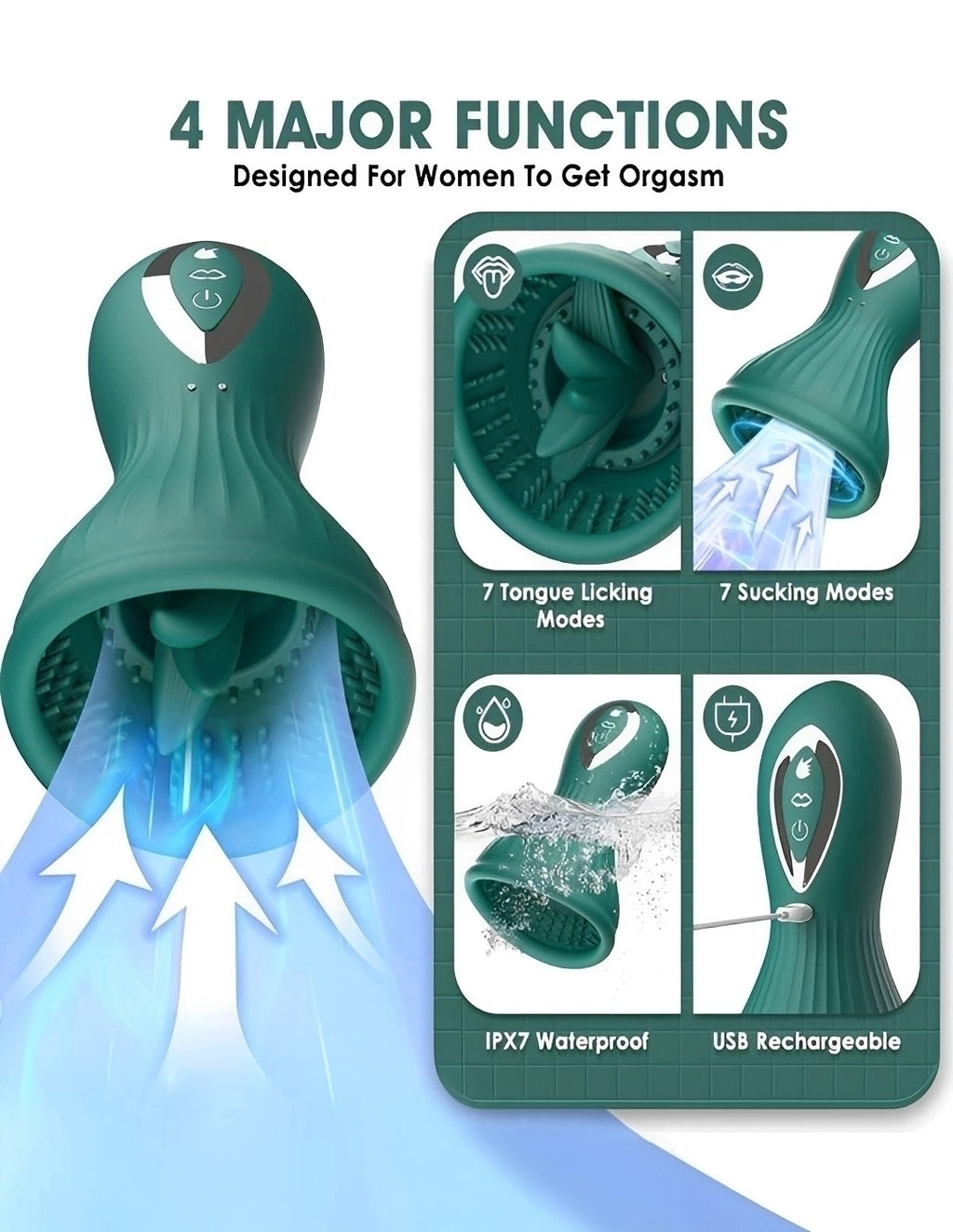 Vibrador de Sucção com 7 Modos de Vibração e Estímulo de Língua – Prazer Total no Toque