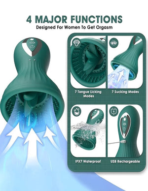 Vibrador de Sucção com 7 Modos de Vibração e Estímulo de Língua – Prazer Total no Toque