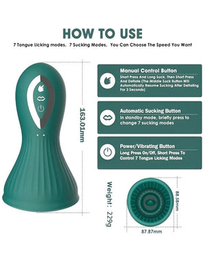 Vibrador de Sucção com 7 Modos de Vibração e Estímulo de Língua – Prazer Total no Toque