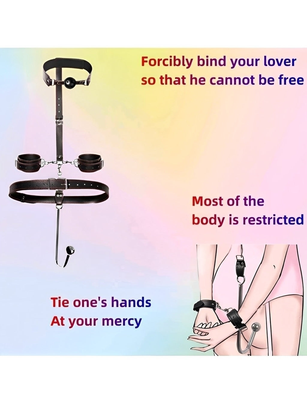 Kit Bondage Preto com Algema, Coleira, Mordaça e Plug Anal – Fetiche e Prazer Completo