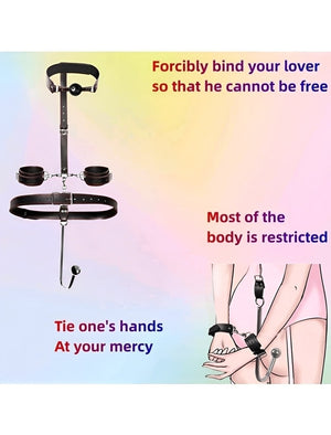 Kit Bondage Preto com Algema, Coleira, Mordaça e Plug Anal – Fetiche e Prazer Completo