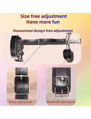 Kit Bondage Preto com Algema, Coleira, Mordaça e Plug Anal – Fetiche e Prazer Completo