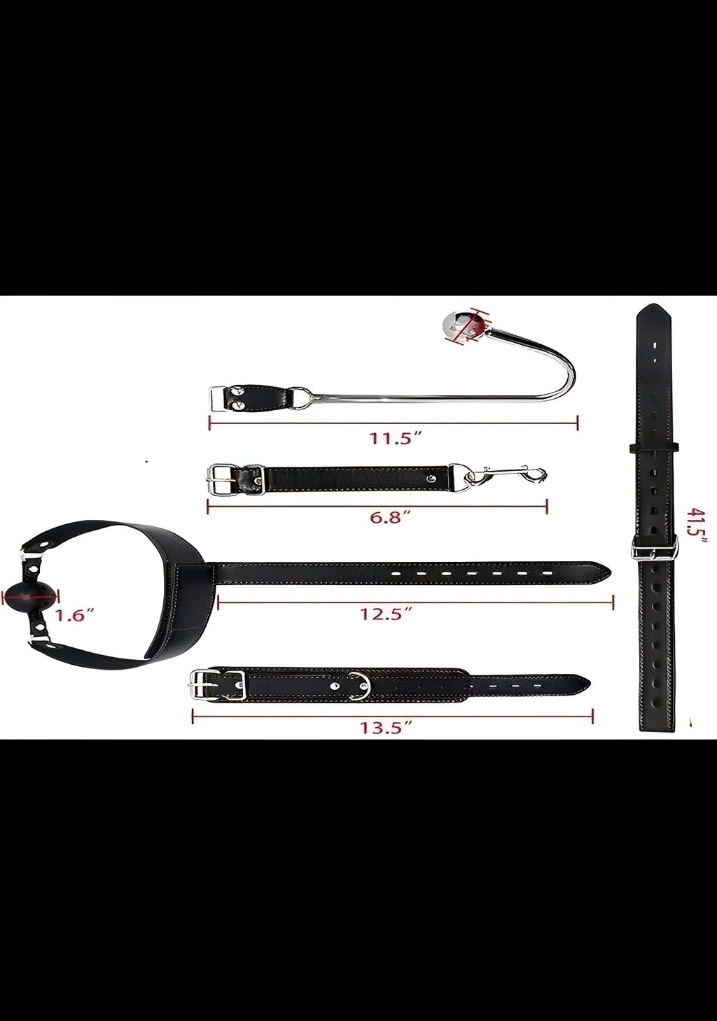 Kit Bondage Preto com Algema, Coleira, Mordaça e Plug Anal – Fetiche e Prazer Completo