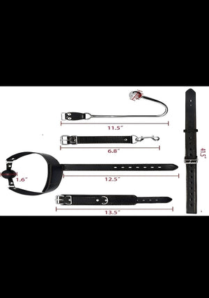 Kit Bondage Preto com Algema, Coleira, Mordaça e Plug Anal – Fetiche e Prazer Completo