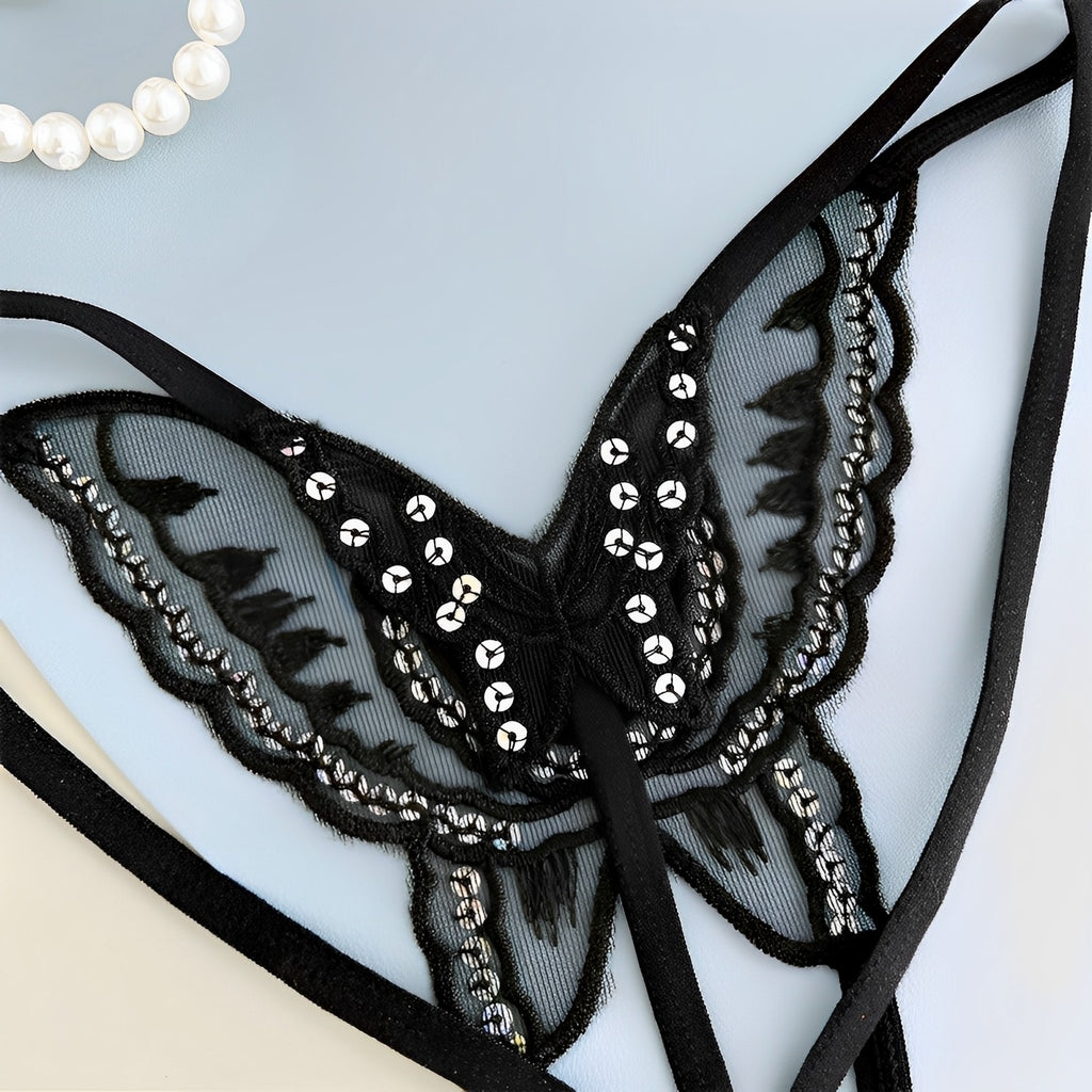 Calcinha Borboleta – Com Strass e Abertura Inferior