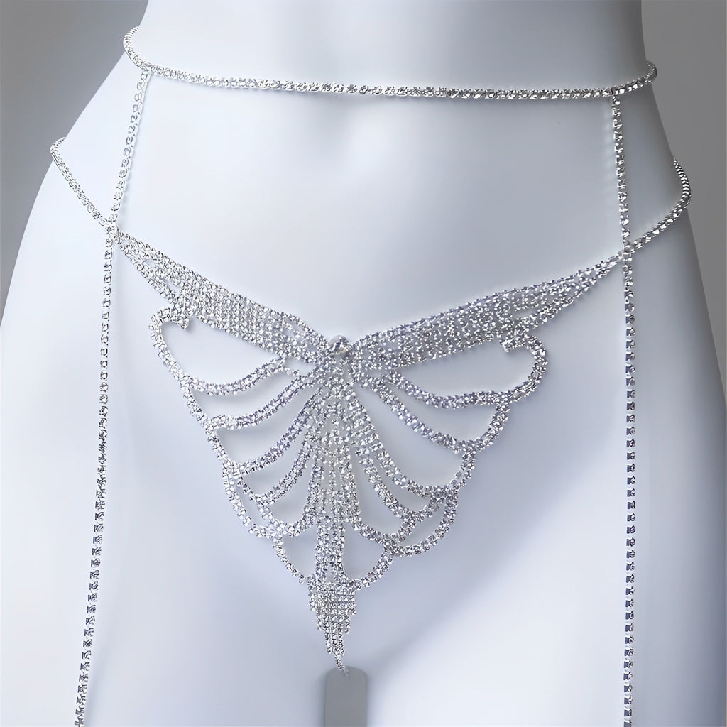 Calcinha Borboleta com Strass e Cinta-Liga – Coleção Gold | Lingerie Luxuosa