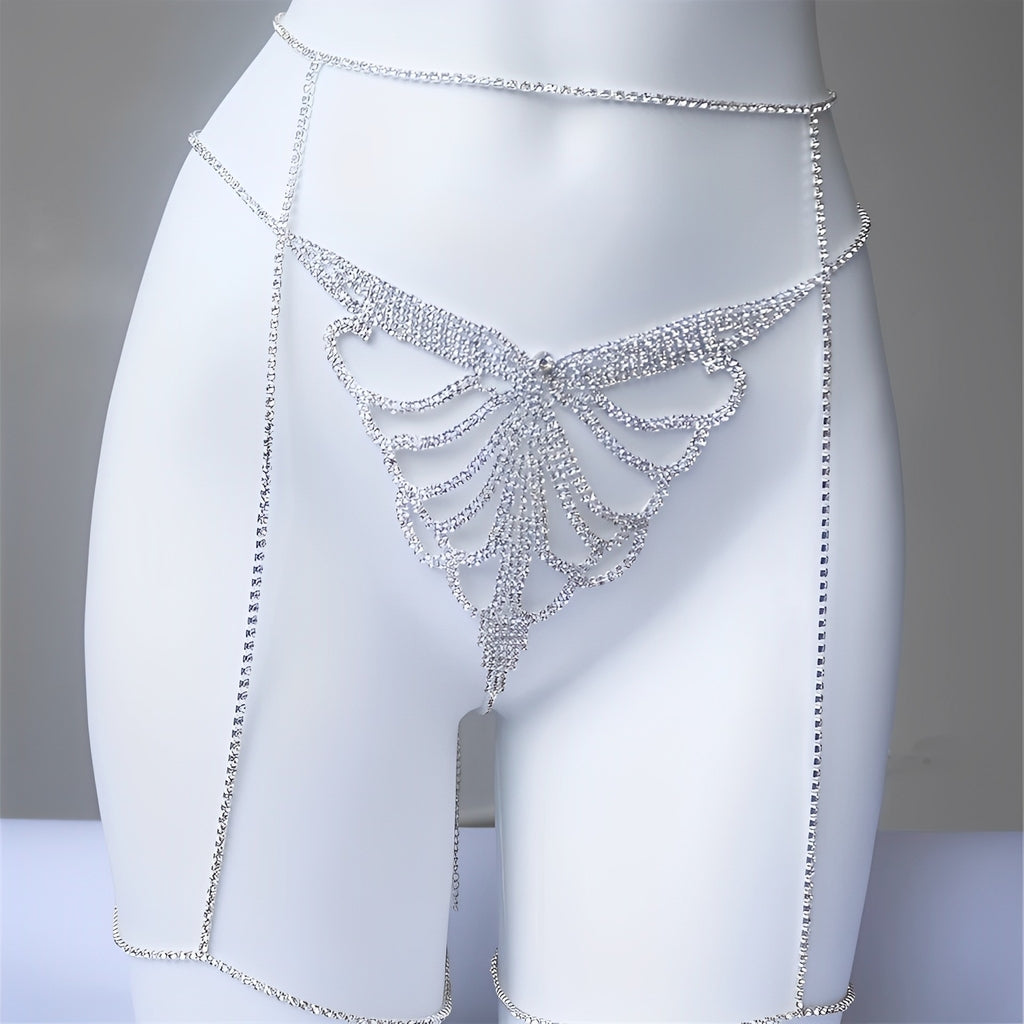 Calcinha Borboleta com Strass e Cinta-Liga – Coleção Gold | Lingerie Luxuosa