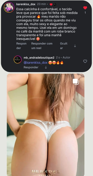 Calcinha Fio Dental em Tule e Renda - Lingerie Sensual Preta ou Branca Feminina P ao GG