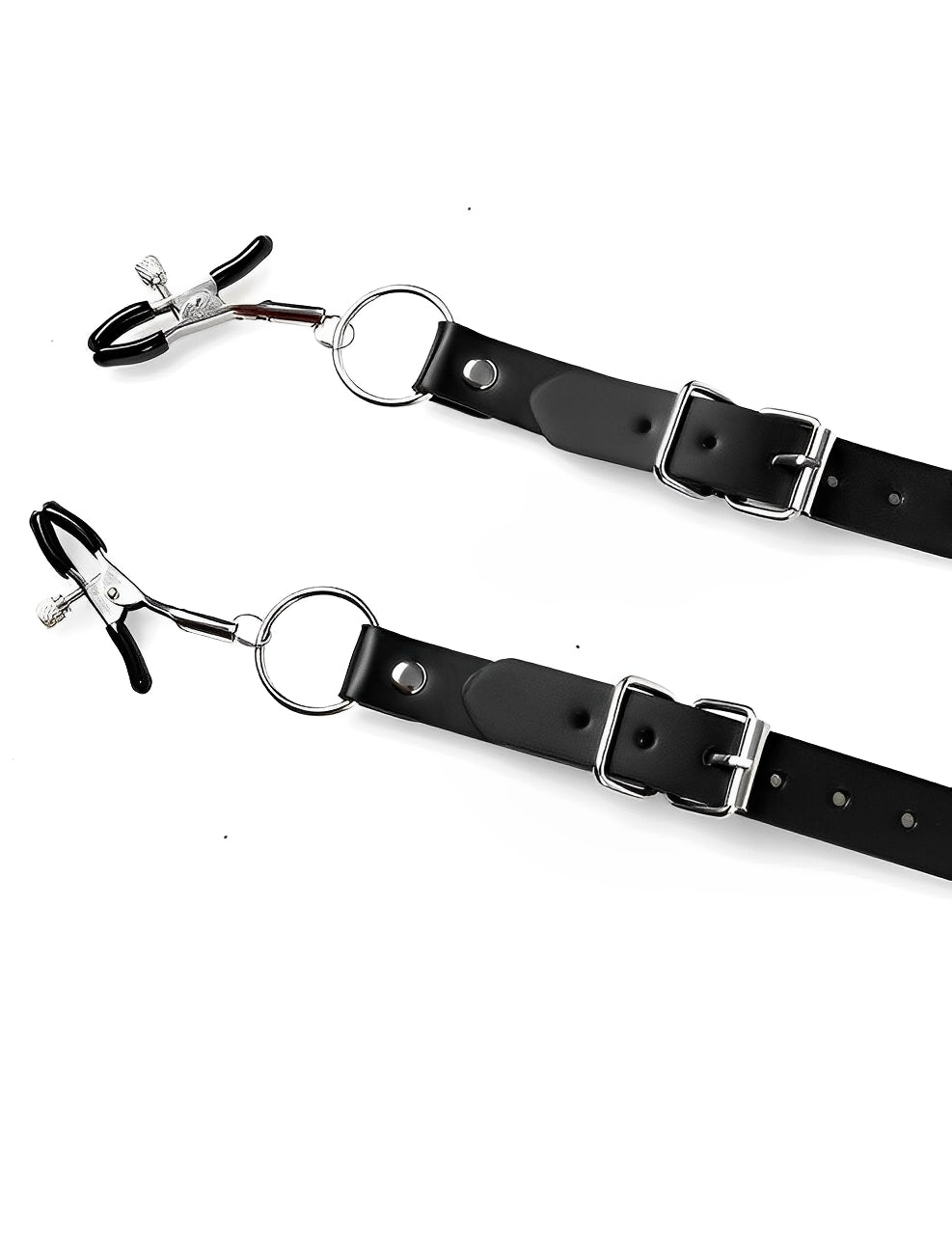 Acessório BDSM – Presilhas Ajustáveis para Seios e Clitóris em Couro PU
