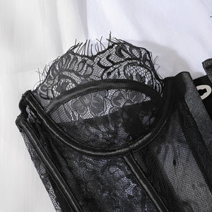 Corpete de Renda Preta com Aro e Fecho Frontal – Lingerie Sensual Estruturada Sem Bojo