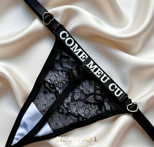 Calcinha Fio Dental Feminina em Renda com Regulagem Preta ou Vermelha - Lingerie Sensual Ajustável P ao GG, Confortável e Modeladora
