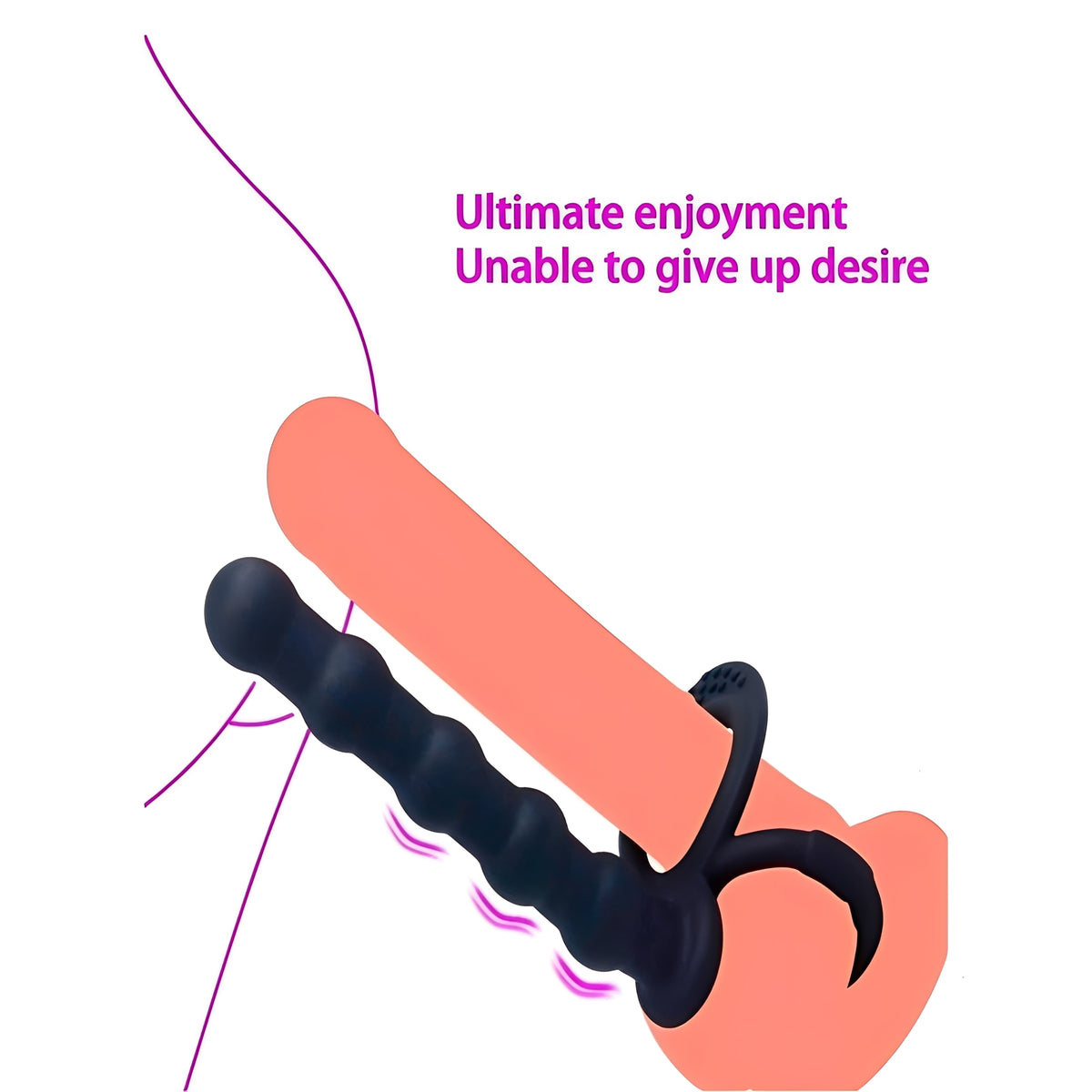 Colar Peniano Preto com Estimulador Anal – Silicone Macio para Dupla Penetração