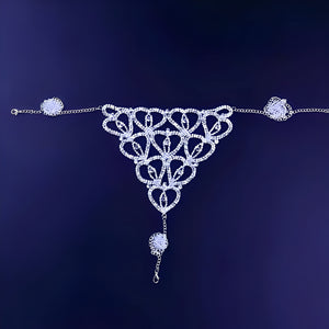 Conjunto Luxo com Strass – Sutiã e Calcinha Sensual (Prata ou Dourado) – Coleção Gold