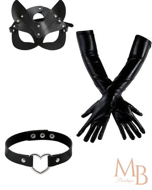 Kit para casais com máscara, luva e gargantilha