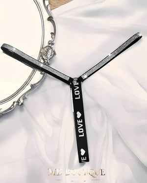 Calcinha Fio Dental Preta com Elástico LOVE em Brilho - Lingerie Sensual Feminina P ao GG