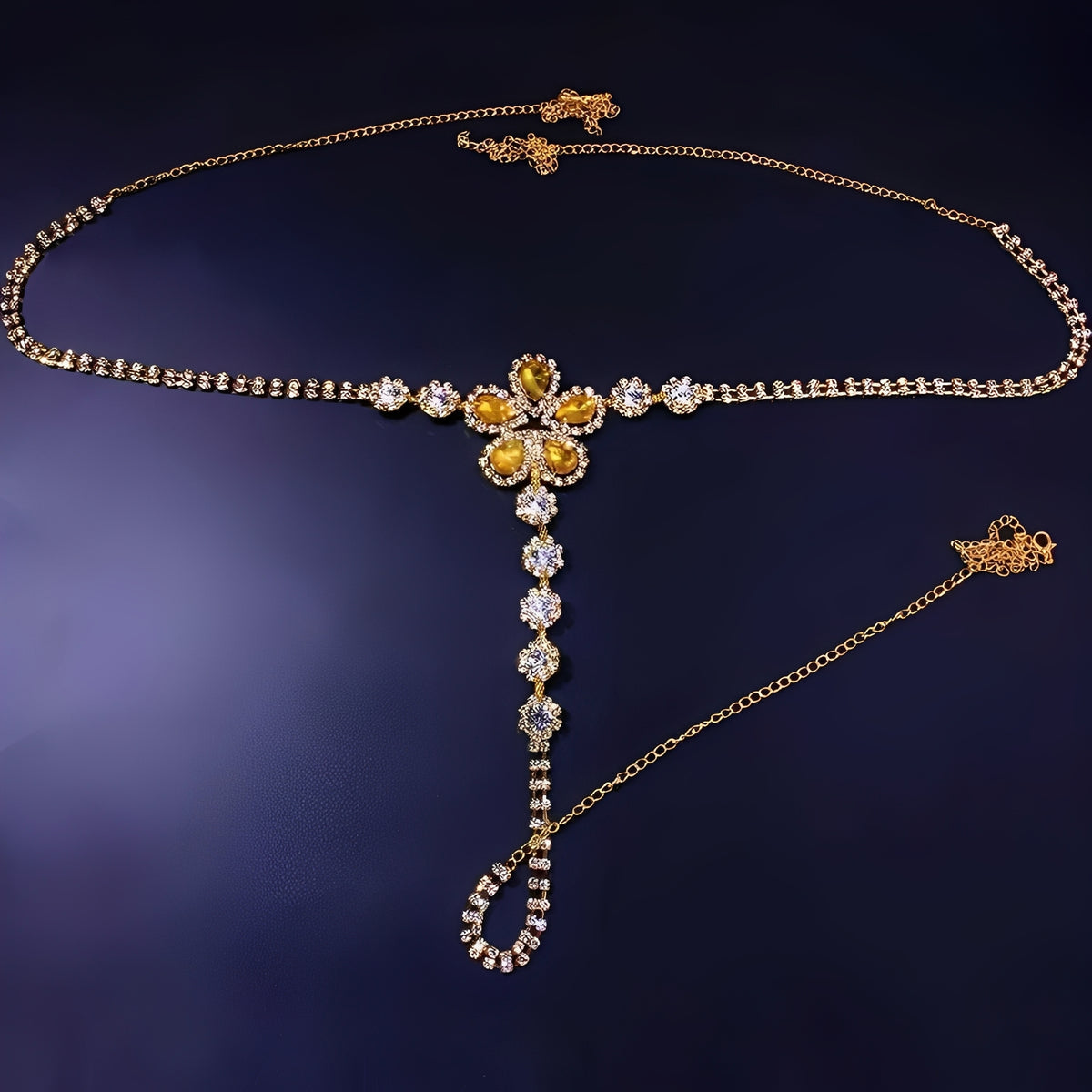 Calcinha Fio Dental Luxo com Strass Dourado e Prata - Joia Íntima de Alto Impacto - Coleção Gold