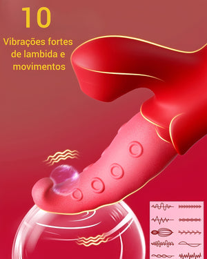 Vibrador Sucção e Língua Estimuladora com 10 Vibrações – Estimulador Clitoriano e Ponto G em Silicone Soft, Recarregável e à Prova D’Água
