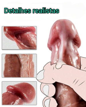 Pênis Realístico 18cm com Ventosa – Dildo de Silicone Macio e Detalhes Naturais