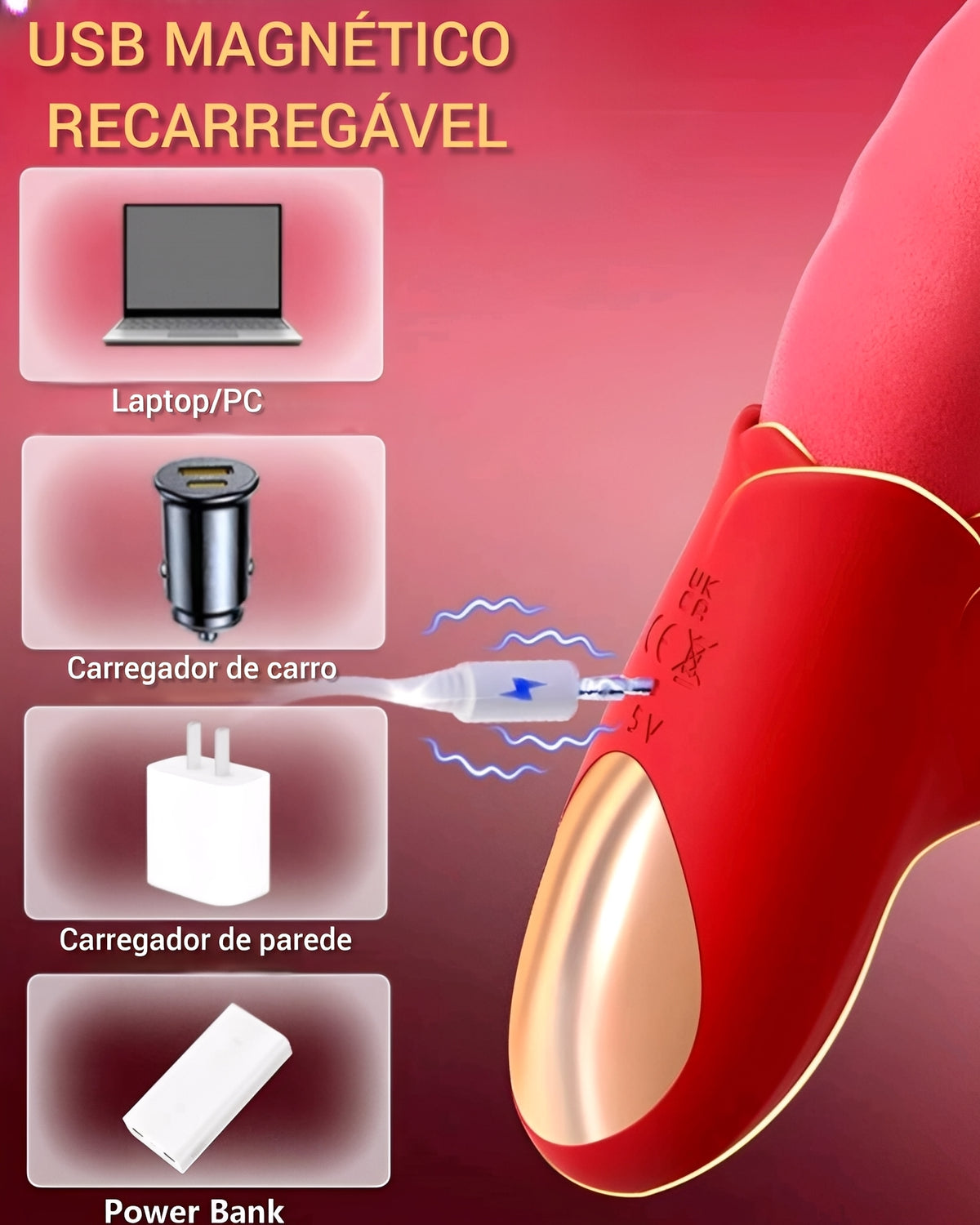 Vibrador Sucção e Língua Estimuladora com 10 Vibrações – Estimulador Clitoriano e Ponto G em Silicone Soft, Recarregável e à Prova D’Água