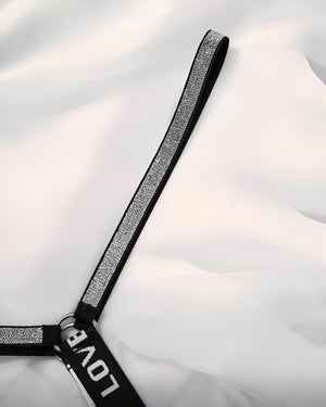 Calcinha Fio Dental Preta com Elástico LOVE em Brilho - Lingerie Sensual Feminina P ao GG