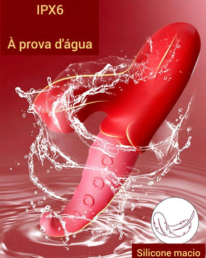 Vibrador Sucção e Língua Estimuladora com 10 Vibrações – Estimulador Clitoriano e Ponto G em Silicone Soft, Recarregável e à Prova D’Água