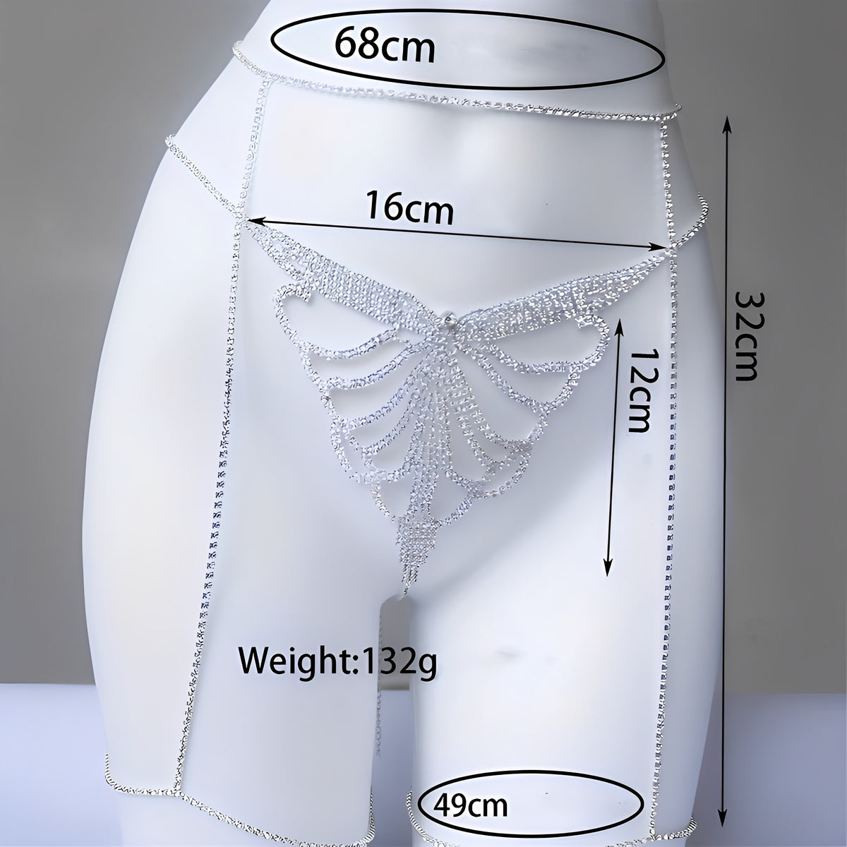 Calcinha Borboleta com Strass e Cinta-Liga – Coleção Gold | Lingerie Luxuosa