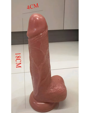 Pênis Realístico 18cm com Ventosa – Dildo de Silicone Macio e Detalhes Naturais