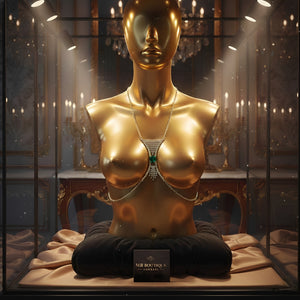 Colar Corporal de Luxo com Strass e Pedra Verde – Joia Sensual Feminina Prata ou Dourada