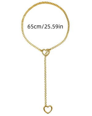 Colar Corrente com Coração Vazado – Aço Inoxidável Dourado, Prata ou Rainbow