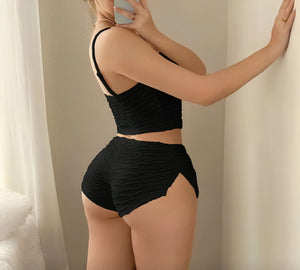 BabyDoll Feminino Texturizado Preto ou Rosa – Conjunto Confortável e Sensual para Dormir com Estilo e Elegância