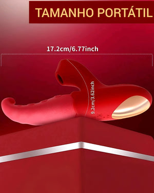 Vibrador Sucção e Língua Estimuladora com 10 Vibrações – Estimulador Clitoriano e Ponto G em Silicone Soft, Recarregável e à Prova D’Água