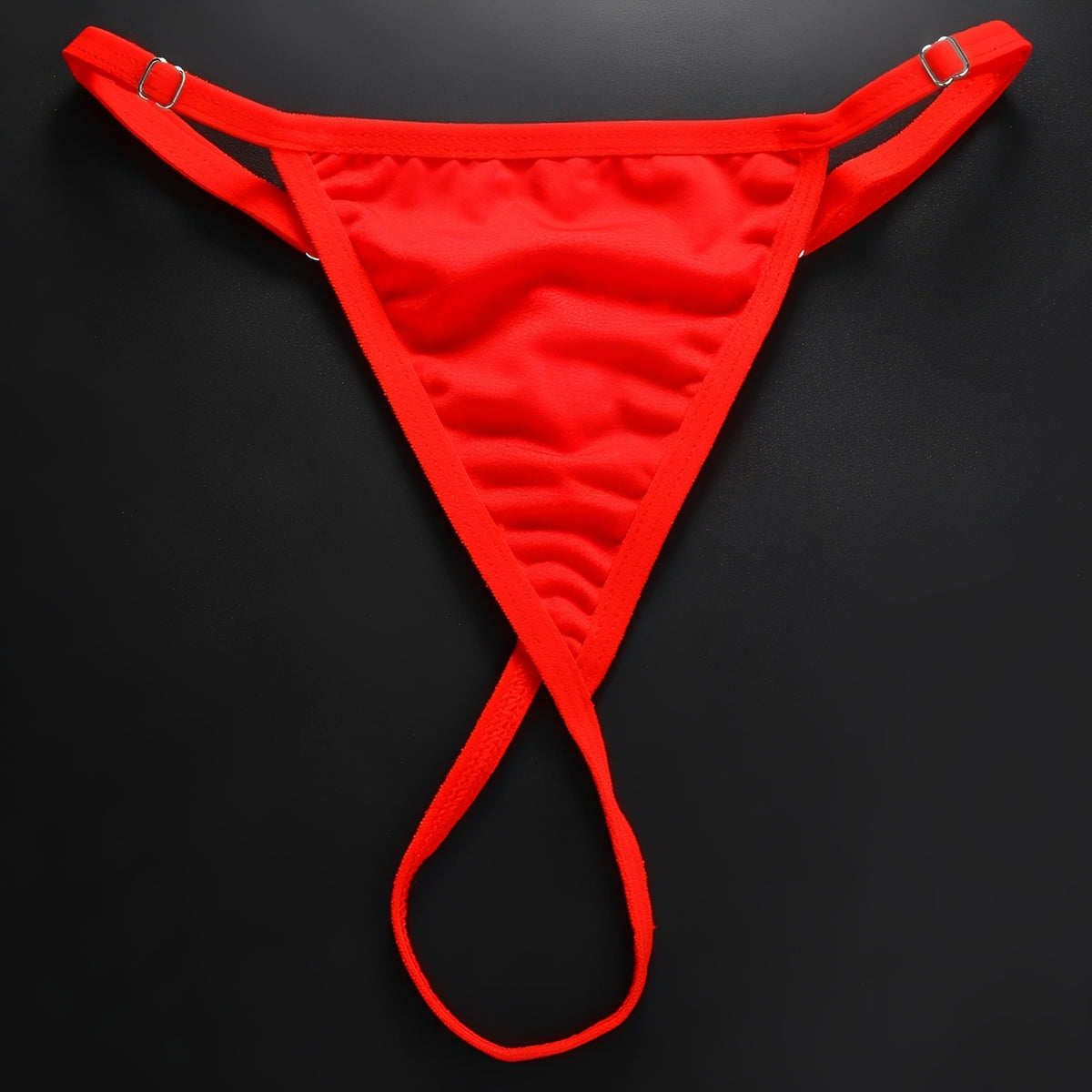 Calcinha Fio Dental Luxo com Pedra Vermelha em Strass e Corrente Metálica - Lingerie Sensual Feminina - Cores vermelho, Preto e branco