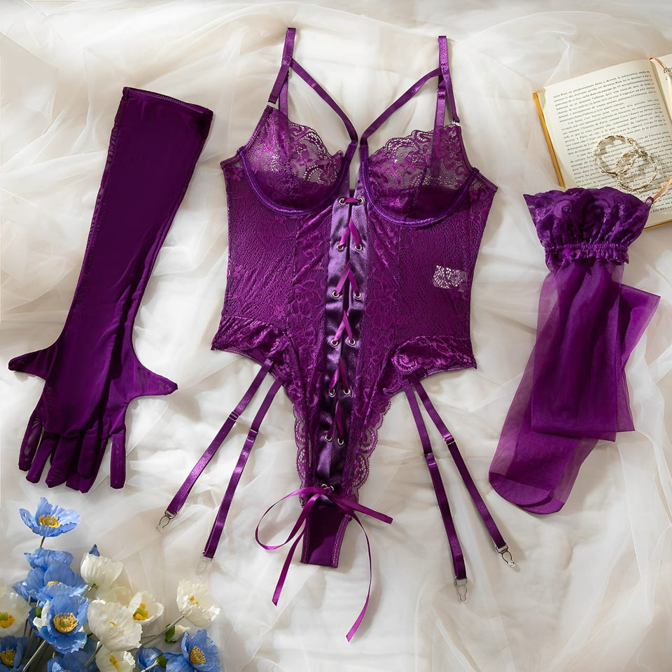 Compre 1 leve 2 - Body com luvas e meias + calcinha