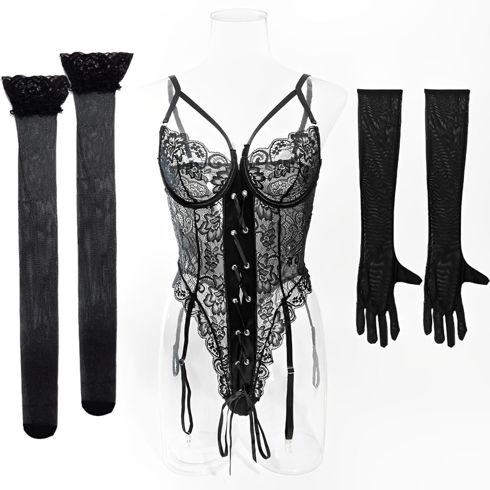Compre 1 leve 2 - Body com luvas e meias + calcinha