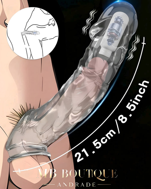 Extensor Transparente com Vibração – Toque Macio, Tamanho Extra e Experiência Intensa