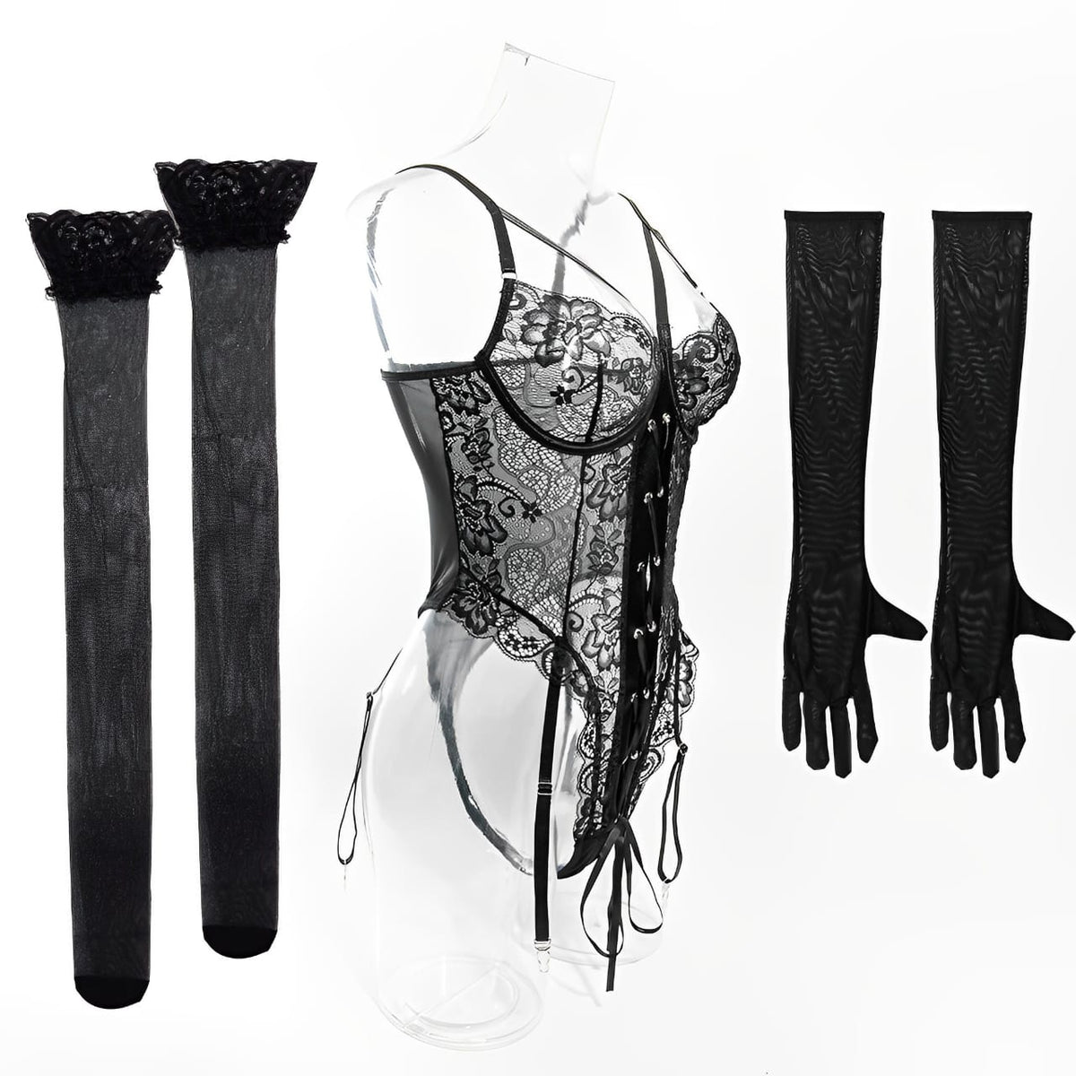 Compre 1 leve 2 - Body com luvas e meias + calcinha
