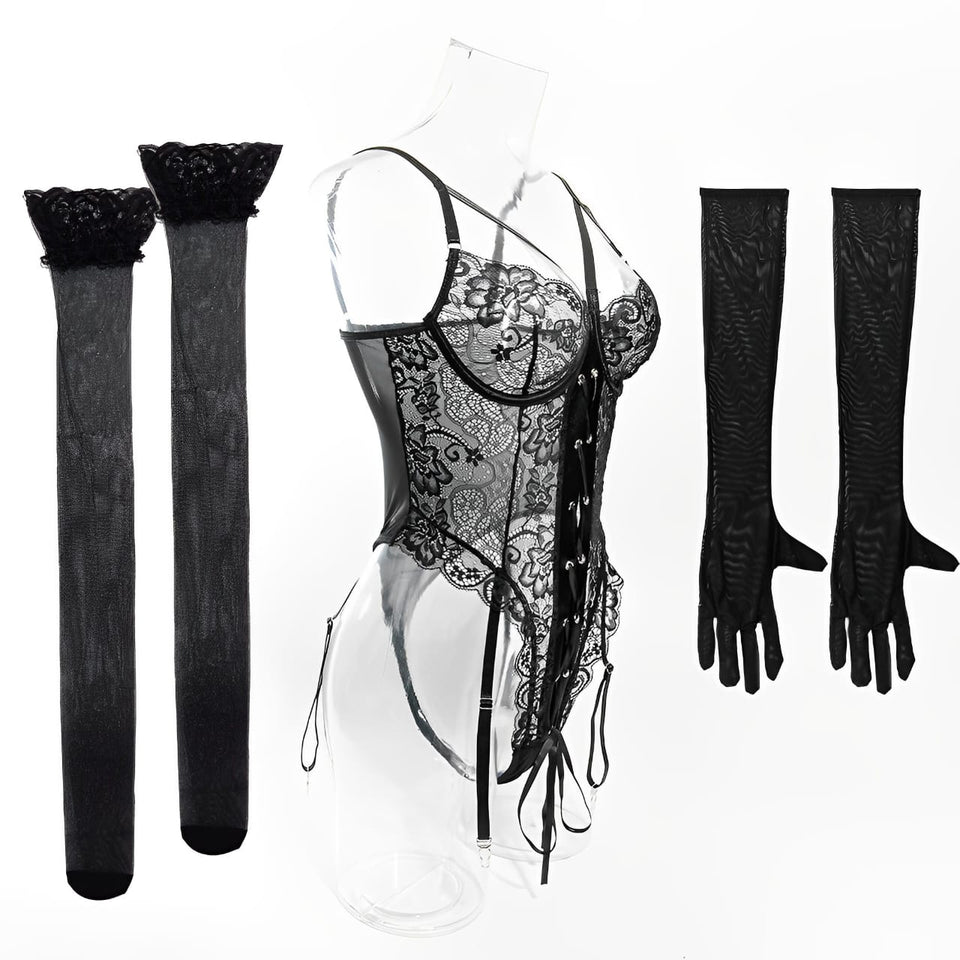 Compre 1 leve 2 - Body com luvas e meias + calcinha