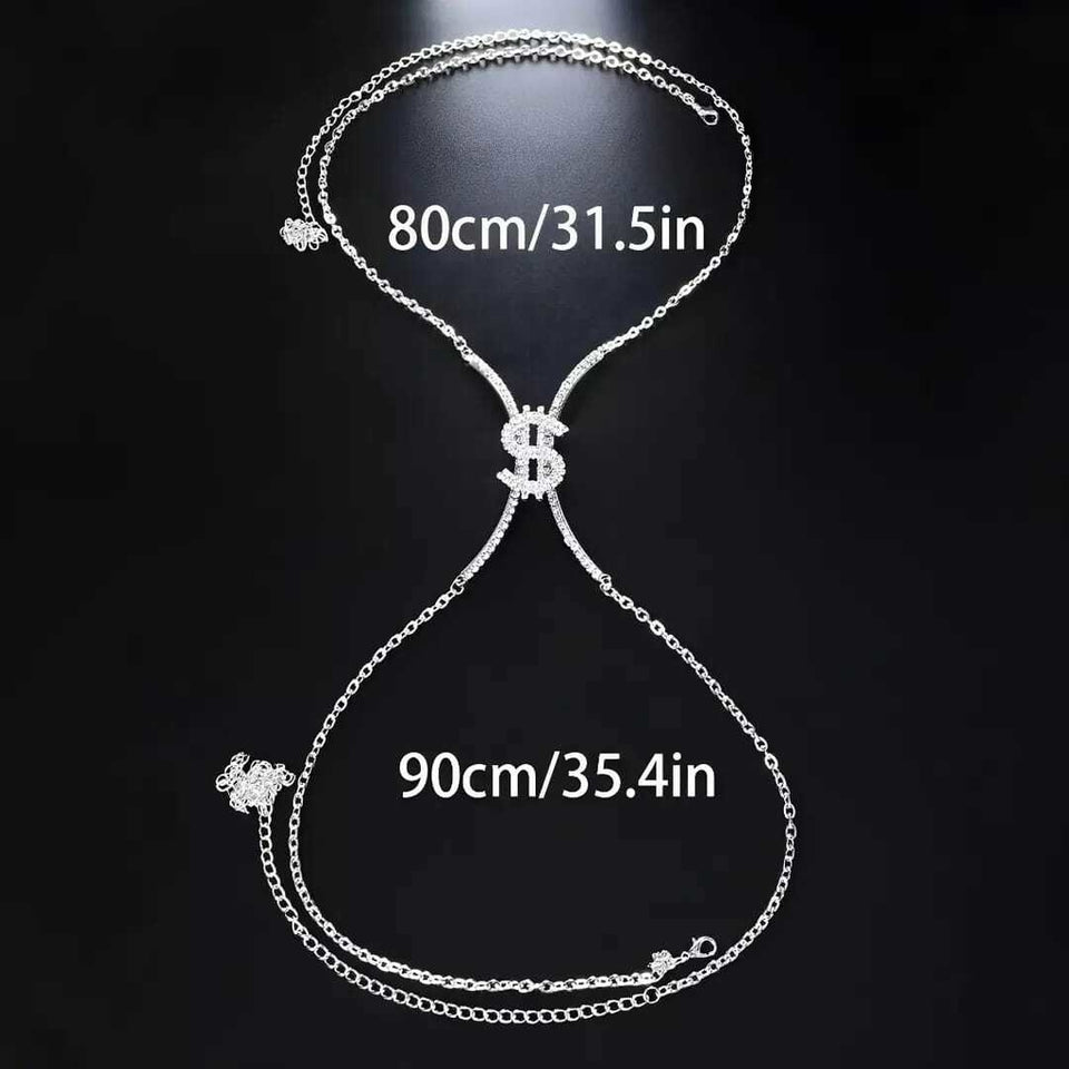 Corrente de strass para o peito